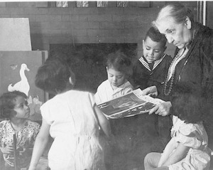 Jane Addams With Children at Hull House